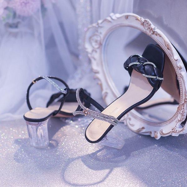 sandals clear heels retro woman shoes high female 2021 summer square toe original high-heeled block girls low fashion rhines, Black
sandals clear heels retro woman shoes high female 2021 summer square toe original high-heeled block girls low fashion rhines, Black