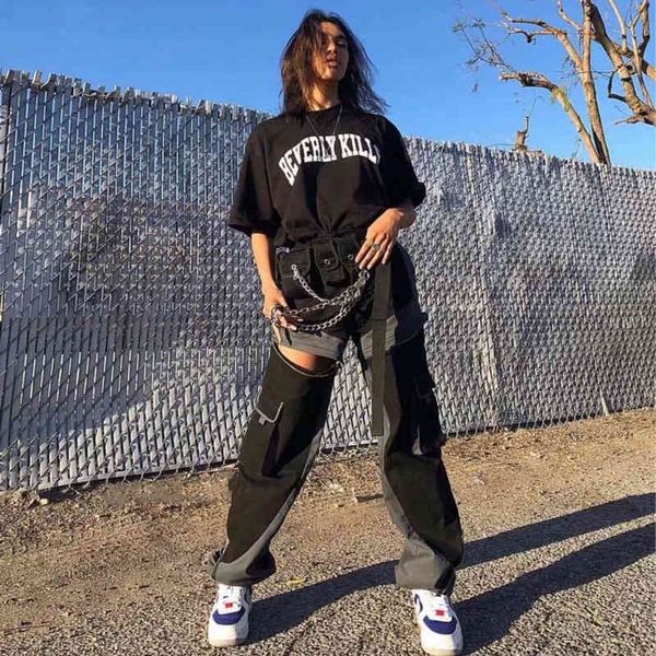 women's pants & capris iamgia high waist summer short long streetwear black khaki zipper loose elastic cargo women pantalones hip hop, Black;white
women's pants & capris iamgia high waist summer short long streetwear black khaki zipper loose elastic cargo women pantalones hip hop, Black;white