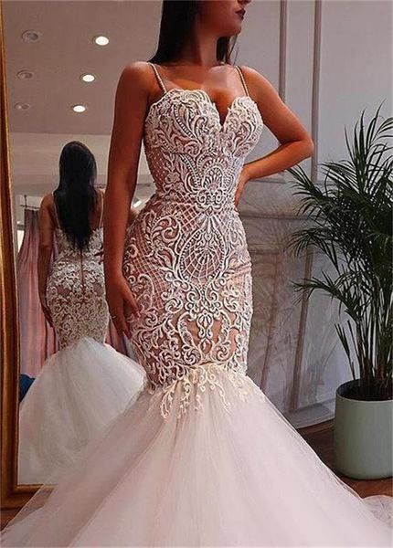 spaghetti straps champagne mermaid wedding dress with beadings lace applique tulle court train zipper back robe de mariee custom white plus
spaghetti straps champagne mermaid wedding dress with beadings lace applique tulle court train zipper back robe de mariee custom white plus