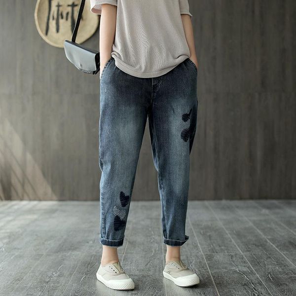 women's jeans summer women elastic waist slim-type all-match denim pants 2021 casual bleached embroidery retro female trousers, Blue
women's jeans summer women elastic waist slim-type all-match denim pants 2021 casual bleached embroidery retro female trousers, Blue