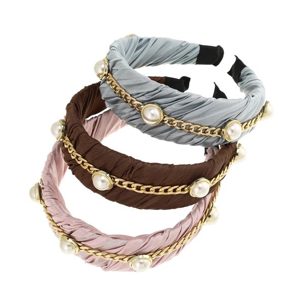 new imitation pearl chain hair hoop pure color knitted fabric decorations for girls fashion items hair accessories, Silver
new imitation pearl chain hair hoop pure color knitted fabric decorations for girls fashion items hair accessories, Silver