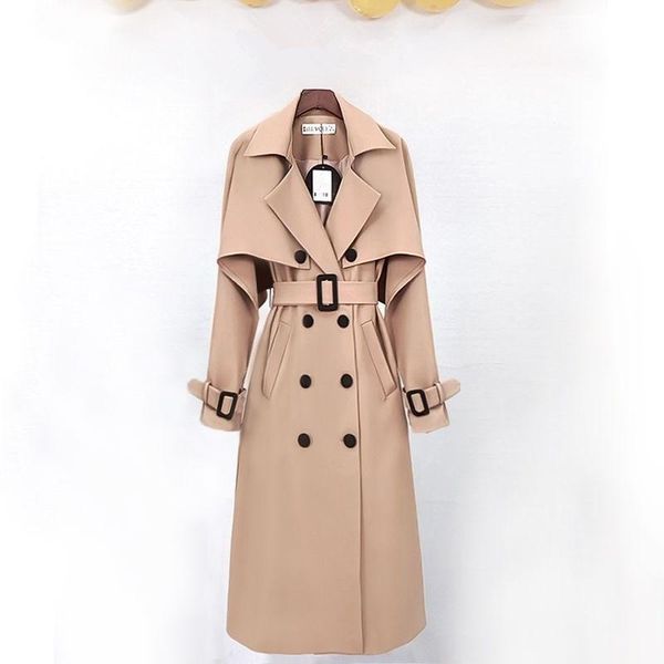 women's wool & blends women high-quality windbreaker long section 2021 autumn temperament thin coat british style lady office outerwear, Black
women's wool & blends women high-quality windbreaker long section 2021 autumn temperament thin coat british style lady office outerwear, Black