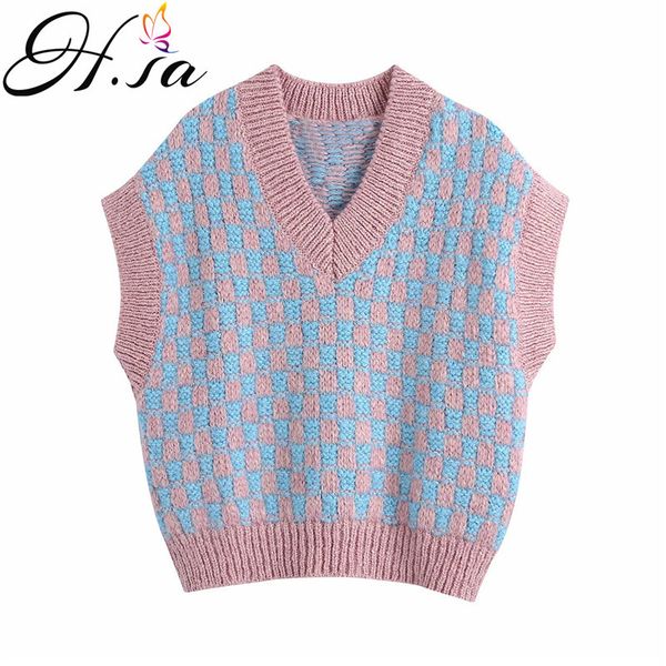 h.sa women v neck sleeveless sweater vest knitted jumper autumn winter split plaid korean preppy pullover loose casual 210417, White
h.sa women v neck sleeveless sweater vest knitted jumper autumn winter split plaid korean preppy pullover loose casual 210417, White