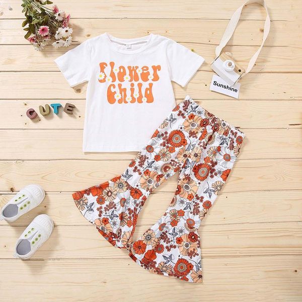clothing sets summer kids girls casual cotton outfit suits cartoon flower print short-sleeved suit bell-bottomed pants 2pcs girl, White
clothing sets summer kids girls casual cotton outfit suits cartoon flower print short-sleeved suit bell-bottomed pants 2pcs girl, White