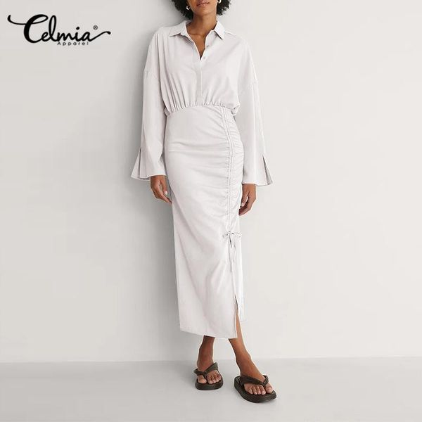 casual dresses women fashion turn-down collar dress long sleeve solid color sheath midi shirt celmia 2021 autumn office vestidos, Black;gray
casual dresses women fashion turn-down collar dress long sleeve solid color sheath midi shirt celmia 2021 autumn office vestidos, Black;gray