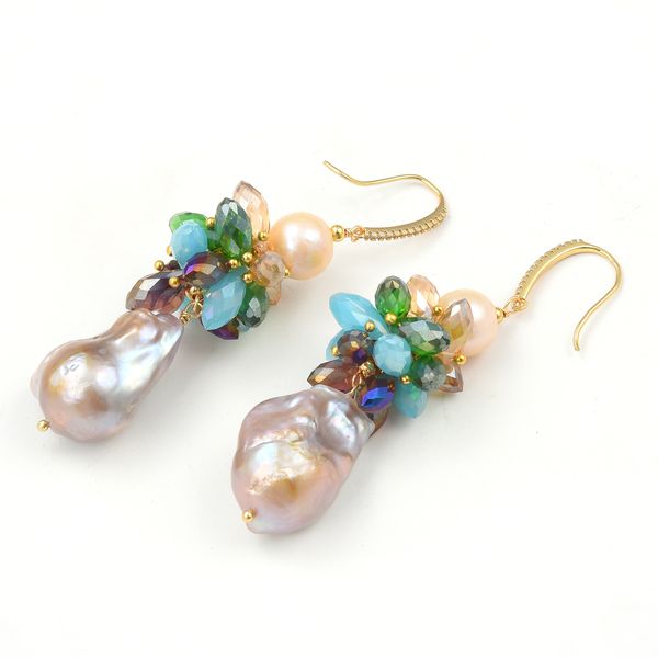guaiguai jewelry natural pink purple keshi baroque pearl colorful crystal cz gold color plated hook earrings handmade for women, Silver
guaiguai jewelry natural pink purple keshi baroque pearl colorful crystal cz gold color plated hook earrings handmade for women, Silver