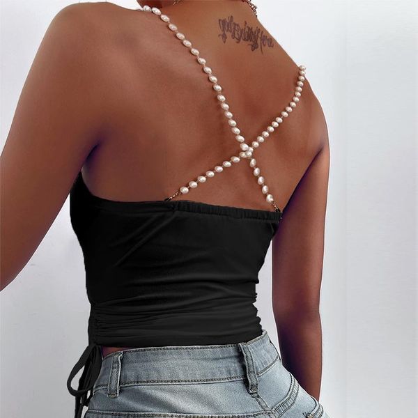 women's blouses & shirts summer sleeveless backless satin women elegant solid sling pullover hollow out drawstring lace-up party, White
women's blouses & shirts summer sleeveless backless satin women elegant solid sling pullover hollow out drawstring lace-up party, White