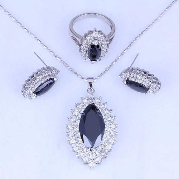 earrings & necklace love monologue eye shaped black imitation onyx cubic zirconia silver color jewelry sets for women rings size 7 / 8 9 h02
earrings & necklace love monologue eye shaped black imitation onyx cubic zirconia silver color jewelry sets for women rings size 7 / 8 9 h02