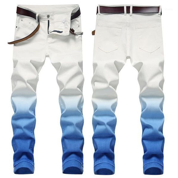 fashion gradient color small straight stretch jeans male high street slim long quality casual denim pants white men's, Blue
fashion gradient color small straight stretch jeans male high street slim long quality casual denim pants white men's, Blue