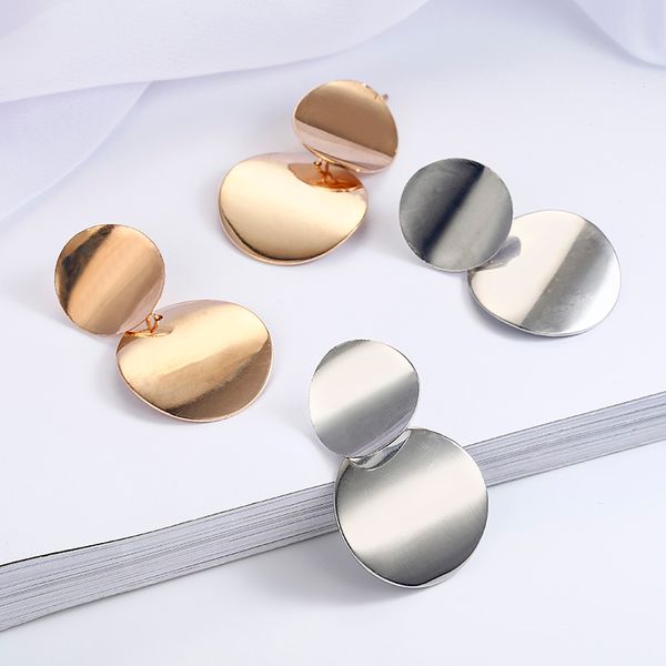 metal drop earring trendy gold color round statement earrings for women fashion jewelry, Silver
metal drop earring trendy gold color round statement earrings for women fashion jewelry, Silver