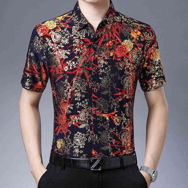 summer short sleeve casual thin milk silk bronzing printing non ironing middle-aged men's trendy flower shirt, White;black
summer short sleeve casual thin milk silk bronzing printing non ironing middle-aged men's trendy flower shirt, White;black