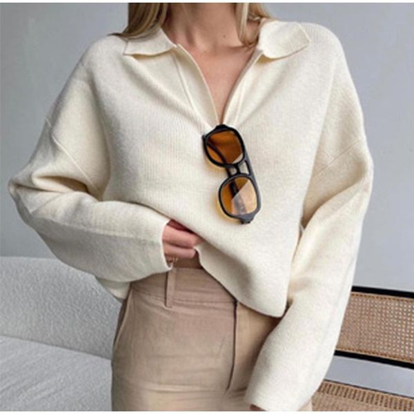 women's sweaters knitted solid basic long sleeve pullovers turn-down colla ladies sweet office sweater 2021 autumn, White;black
women's sweaters knitted solid basic long sleeve pullovers turn-down colla ladies sweet office sweater 2021 autumn, White;black