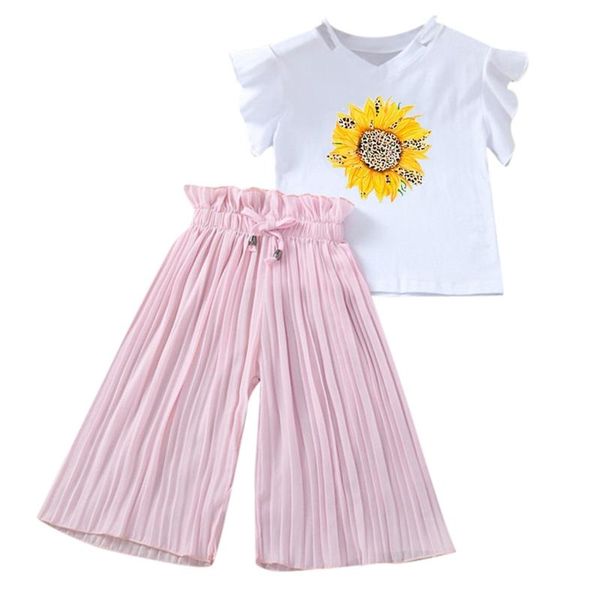 3-12y fashion kids baby girl summer clothing set outfits sunflower print short sleeve halter + ruched wide leg pants sets, White
3-12y fashion kids baby girl summer clothing set outfits sunflower print short sleeve halter + ruched wide leg pants sets, White