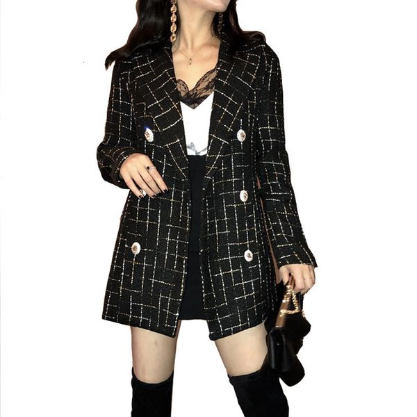 jackets vintage plaid tweed jacket women spring streetwear double breasted notched pocket jackets long sleeve wool outerwear casaco, Black;brown
jackets vintage plaid tweed jacket women spring streetwear double breasted notched pocket jackets long sleeve wool outerwear casaco, Black;brown