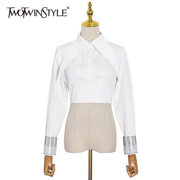 twotwinstyle black patchwork diamond tunic shirt for women lapel long sleeve short slim female fashion clothing 210517, White
twotwinstyle black patchwork diamond tunic shirt for women lapel long sleeve short slim female fashion clothing 210517, White