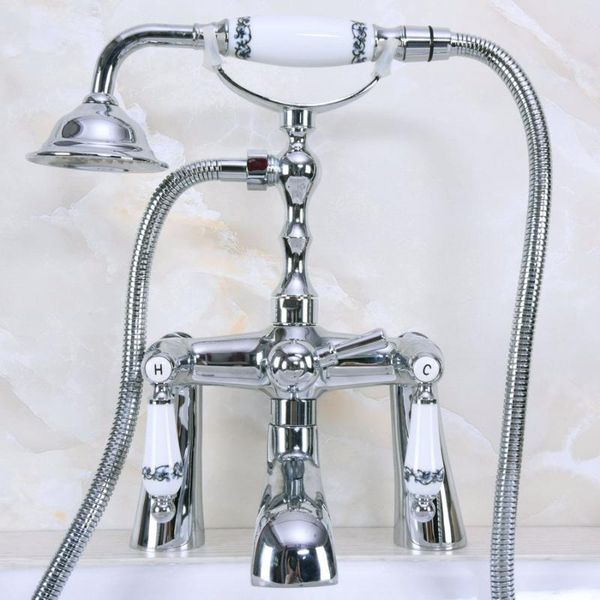 polished chrome brass deck mount bathroom tub faucet dual ceramic handles telephone style hand shower clawfoot filler ana114 sets
polished chrome brass deck mount bathroom tub faucet dual ceramic handles telephone style hand shower clawfoot filler ana114 sets