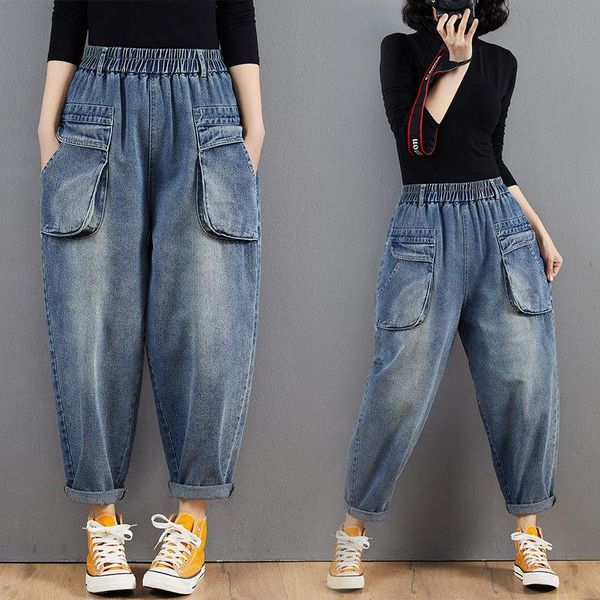 women's pants & capris retro vintage jeans loose leisure all-match thin elastic waist pocket baggy plus size female summer trend trouse, Black;white
women's pants & capris retro vintage jeans loose leisure all-match thin elastic waist pocket baggy plus size female summer trend trouse, Black;white