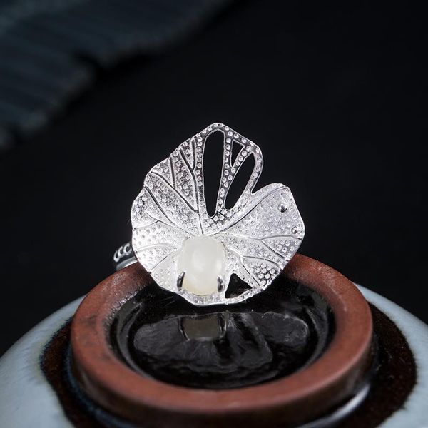 cluster rings 925 sterling silver fashion lotus leaf ring women's personality national style nephrite dew design jewelry customization, Golden;silver
cluster rings 925 sterling silver fashion lotus leaf ring women's personality national style nephrite dew design jewelry customization, Golden;silver