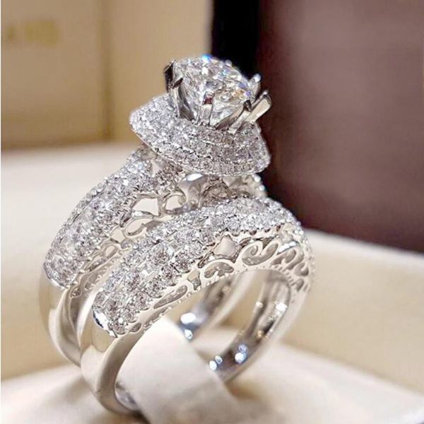 wedding rings luxury crystal female big zircon stone ring set fashion silver bridal for women promise love engagement, Slivery;golden
wedding rings luxury crystal female big zircon stone ring set fashion silver bridal for women promise love engagement, Slivery;golden