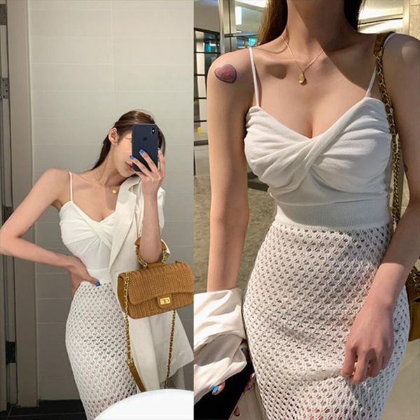 korean bottoming shirt simple women tanks v neck folds twisted slim suspenders camis broadcloth cotton casual, White
korean bottoming shirt simple women tanks v neck folds twisted slim suspenders camis broadcloth cotton casual, White