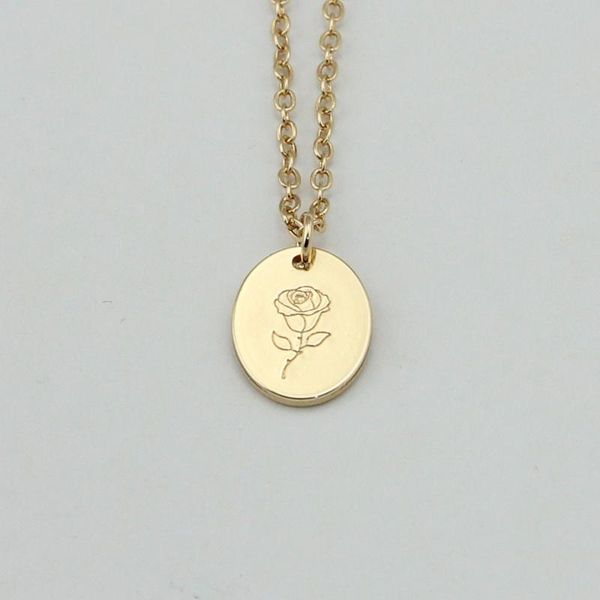 pendant necklaces dainty birth flower necklace oval rose flora engraved gift for women jewelry, Silver
pendant necklaces dainty birth flower necklace oval rose flora engraved gift for women jewelry, Silver