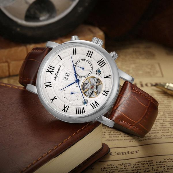 wristwatches business casual hollow out automatic mechanical man watches the tourbillon multi-functional leather waterproof watch male money, Slivery;brown
wristwatches business casual hollow out automatic mechanical man watches the tourbillon multi-functional leather waterproof watch male money, Slivery;brown