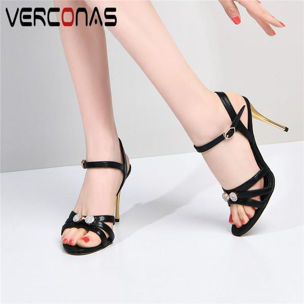dress shoes verconas 2021 fashion summer genuine leather woman sandals pumps crystal decoration round toe thin high heels, Black
dress shoes verconas 2021 fashion summer genuine leather woman sandals pumps crystal decoration round toe thin high heels, Black