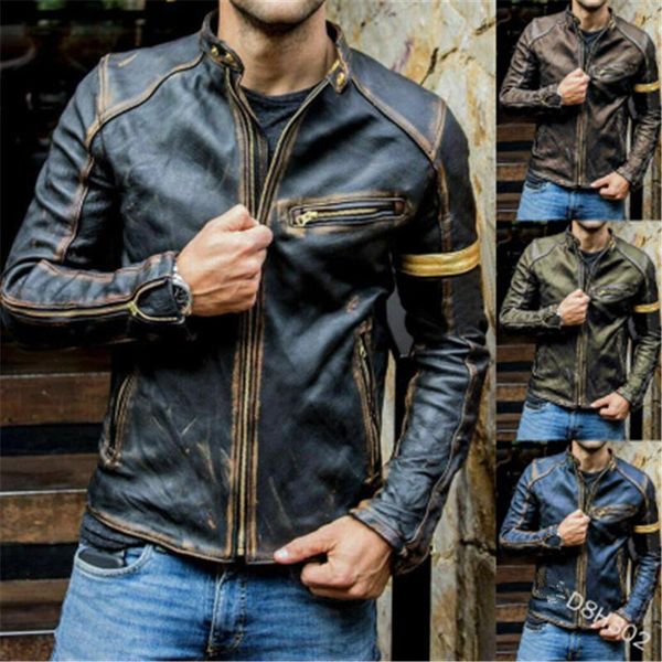mens vintage patent leather jackets fashion trend long sleeve cardigan zipper outerwear designer male winter pu material casual slim coats, Black;brown
mens vintage patent leather jackets fashion trend long sleeve cardigan zipper outerwear designer male winter pu material casual slim coats, Black;brown