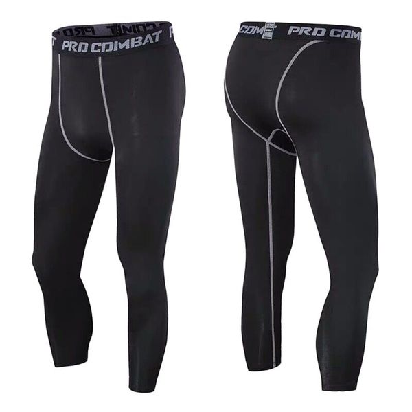 men leggings elastic breathable slim three quarter exercise pants for basketball swd889 men's, Black
men leggings elastic breathable slim three quarter exercise pants for basketball swd889 men's, Black