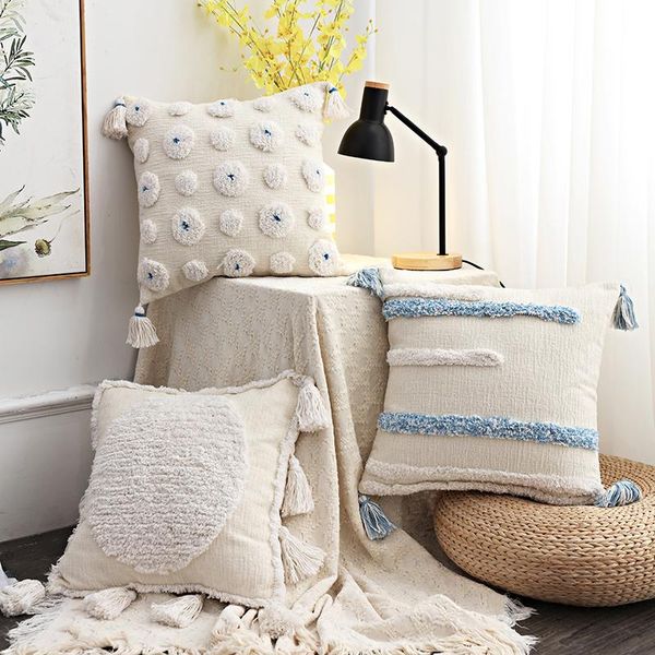 cushion/decorative pillow white blue boho style cushion plush with tassels geometric moroccan case bohemia macrame home sofa decoration
cushion/decorative pillow white blue boho style cushion plush with tassels geometric moroccan case bohemia macrame home sofa decoration