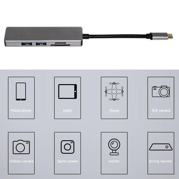 hubs tc104h usb type-c hub 5 in 1 adapter aluminum alloy grey and compact shellconverter for 4k -compatible 2 card reader
hubs tc104h usb type-c hub 5 in 1 adapter aluminum alloy grey and compact shellconverter for 4k -compatible 2 card reader