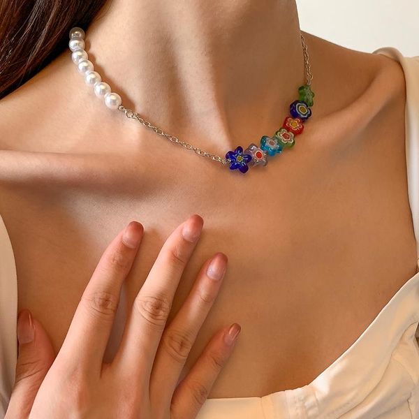 chains ingesight.z korean rainbow colorful cute flower choker necklaces boho imitation pearl chain collar for women jewelry, Silver
chains ingesight.z korean rainbow colorful cute flower choker necklaces boho imitation pearl chain collar for women jewelry, Silver