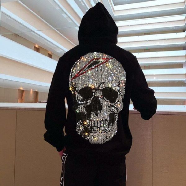 men's hoodies & sweatshirts shiny winter plus velvet hoodie cotton pullover skull diamond sweatshirt, Black
men's hoodies & sweatshirts shiny winter plus velvet hoodie cotton pullover skull diamond sweatshirt, Black