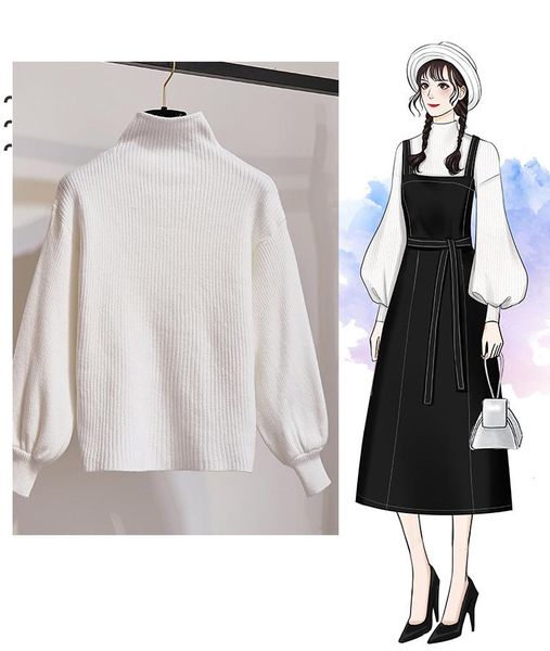 two piece dress women preppy style autumn 2-piece set turtleneck lantern long sleeve white knittetd +suspender high waist skirt clothing
two piece dress women preppy style autumn 2-piece set turtleneck lantern long sleeve white knittetd +suspender high waist skirt clothing
