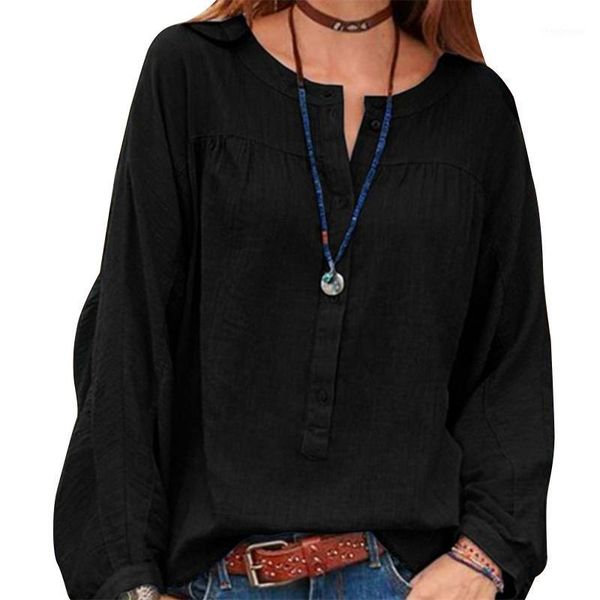 women's blouses & shirts shirt loose long sleeve round neck blouse chest button solid color for female, White
women's blouses & shirts shirt loose long sleeve round neck blouse chest button solid color for female, White