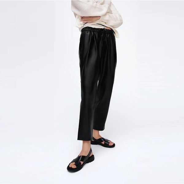 women's pants & capris women autumn casual pu straight 2021 za solid drawstring elastic waist female fashion street pant trousers cloth, Black;white
women's pants & capris women autumn casual pu straight 2021 za solid drawstring elastic waist female fashion street pant trousers cloth, Black;white