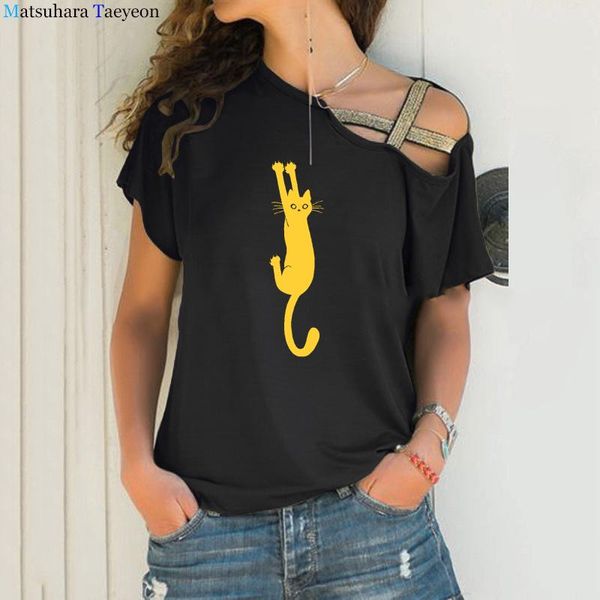 big size woman funny lovely climbing cat printed short sleeve women's t-shirt summer fashion female tee graphic t-shirts, White
big size woman funny lovely climbing cat printed short sleeve women's t-shirt summer fashion female tee graphic t-shirts, White