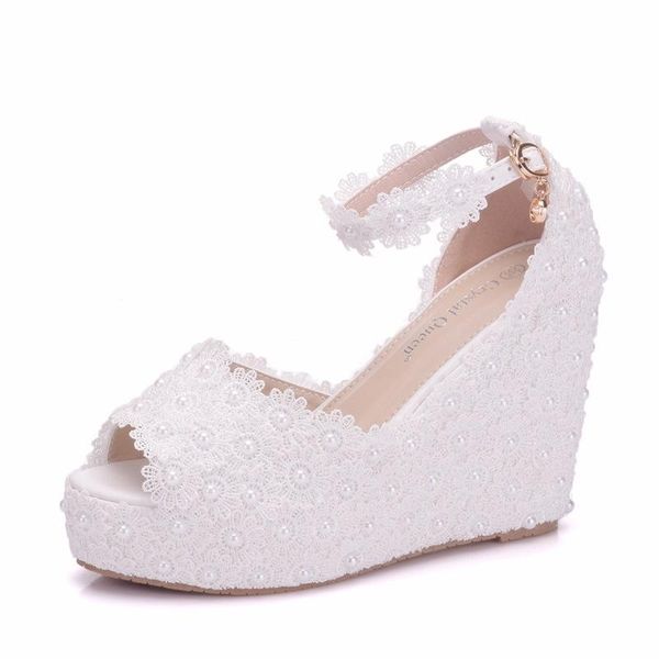 women sandals wedding party banquet lace pu rhinestones buckle strap 11cm wedges high heels peep toe shoes size 35-42, Black
women sandals wedding party banquet lace pu rhinestones buckle strap 11cm wedges high heels peep toe shoes size 35-42, Black