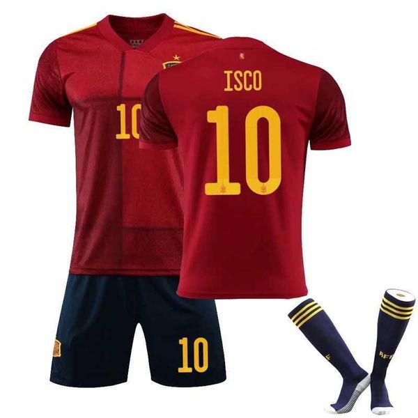 2021 Spain home jersey away white football suit 6 Iniesta 15 Ramos1, Home no.6 socks