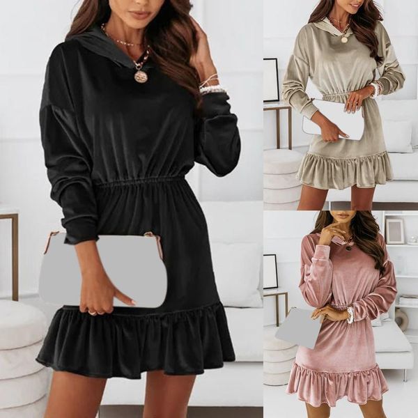 casual dresses gold velvet hooded dress temperament fashion women long sleeve slimming robe femme pleated ruffle hem, Black;gray
casual dresses gold velvet hooded dress temperament fashion women long sleeve slimming robe femme pleated ruffle hem, Black;gray