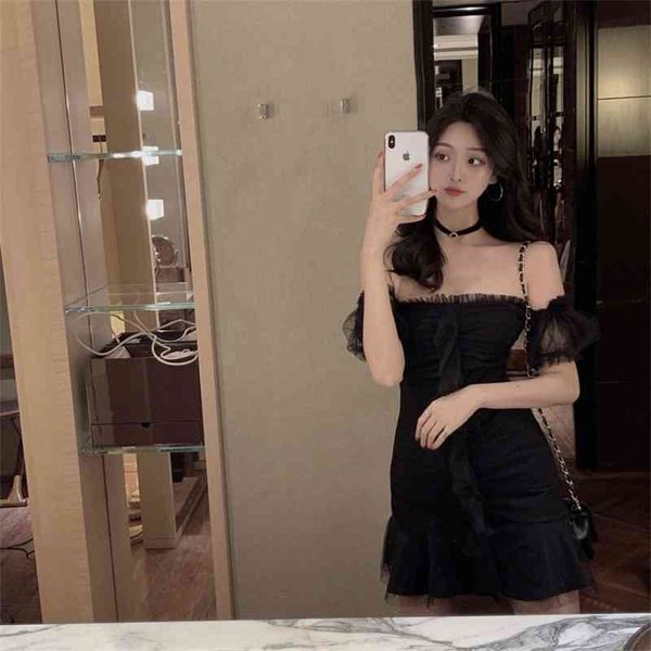 fl19201 french herringbone neck mesh dress women's 2020 summer new hepburn slim skirt, White;black
fl19201 french herringbone neck mesh dress women's 2020 summer new hepburn slim skirt, White;black