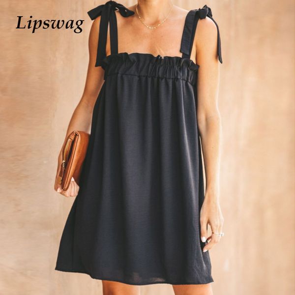 2021 sleeveless backless loose dress fashion summer bowknot straps ruffle party dress elegant slash neck women mini dresseshigh quality, Black;gray
2021 sleeveless backless loose dress fashion summer bowknot straps ruffle party dress elegant slash neck women mini dresseshigh quality, Black;gray