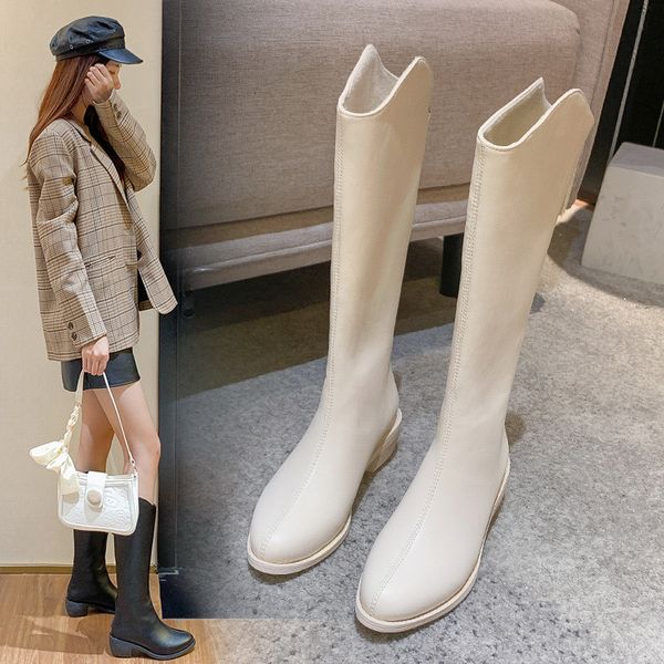 2021 summer korean thick heel pointed back zipper high-heeled solid color long tube knee ls knight boot, Black
2021 summer korean thick heel pointed back zipper high-heeled solid color long tube knee ls knight boot, Black