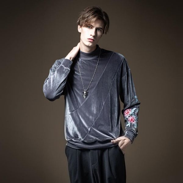 men's hoodies & sweatshirts male unique fashion personality pinli spring velvet embroidery casual pullover sweatershirt b203309164, Black
men's hoodies & sweatshirts male unique fashion personality pinli spring velvet embroidery casual pullover sweatershirt b203309164, Black