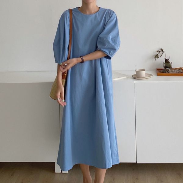 women vintage solid color long dress round neck half puff sleeve loose fashion casual spring summer 16f0699 210510, Black;gray
women vintage solid color long dress round neck half puff sleeve loose fashion casual spring summer 16f0699 210510, Black;gray