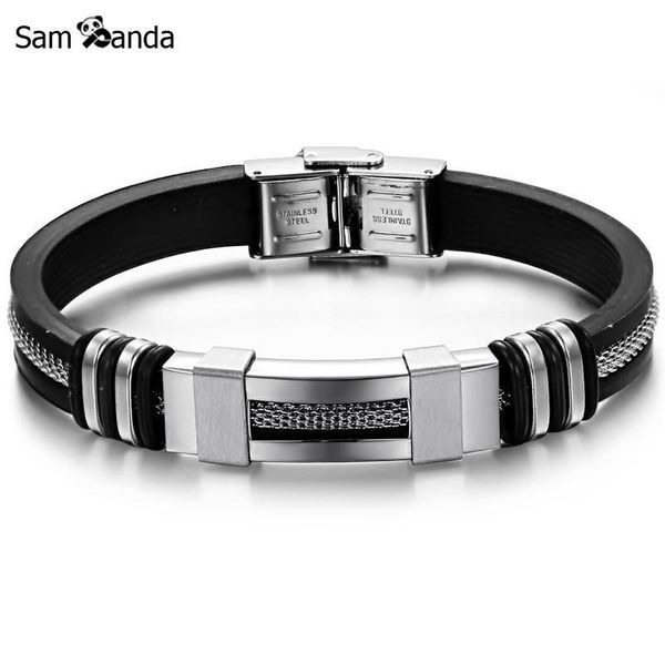 charm bracelets 4 color stainless steel silicone bracelet men jewelry wristband punk style design rubber pulsera hombre, Golden;silver
charm bracelets 4 color stainless steel silicone bracelet men jewelry wristband punk style design rubber pulsera hombre, Golden;silver
