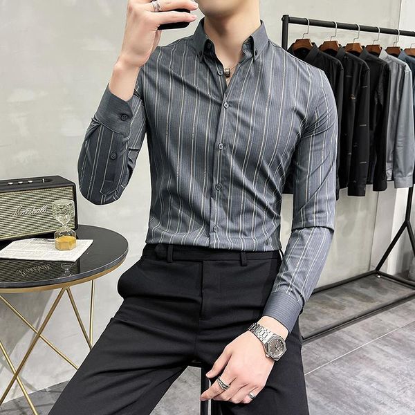 men's dress shirts autumn striped shirt mercerized seamless casual long-sleeved non-iron business fit suit, White;black
men's dress shirts autumn striped shirt mercerized seamless casual long-sleeved non-iron business fit suit, White;black
