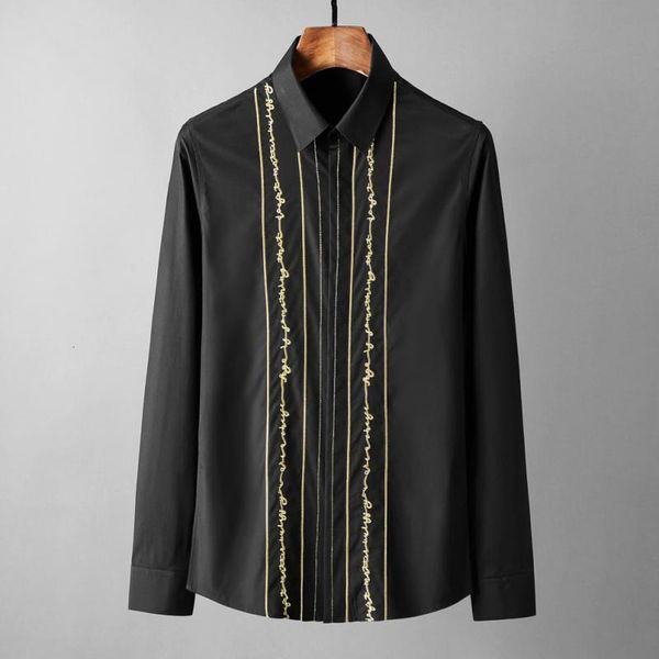tee shirt shirt cotton luxury gold stripe embroidery long sleeve mens fashion slim fit party male shirts 5xl, White;black
tee shirt shirt cotton luxury gold stripe embroidery long sleeve mens fashion slim fit party male shirts 5xl, White;black
