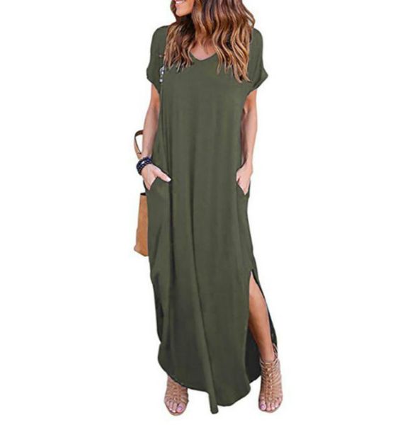 woman's clothes size s - 5 xl elegant summer beach wear round collar chiffon dress pocket open fork casual dresses, Black;gray
woman's clothes size s - 5 xl elegant summer beach wear round collar chiffon dress pocket open fork casual dresses, Black;gray