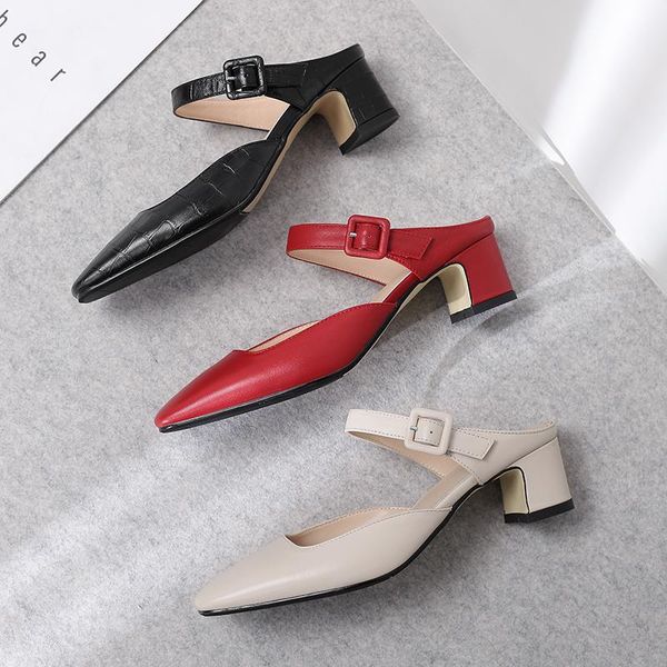dress shoes 2021 classic summer sandals woman square toe block heels slip on mules concise office lady slingbacks pumps chunky, Black
dress shoes 2021 classic summer sandals woman square toe block heels slip on mules concise office lady slingbacks pumps chunky, Black